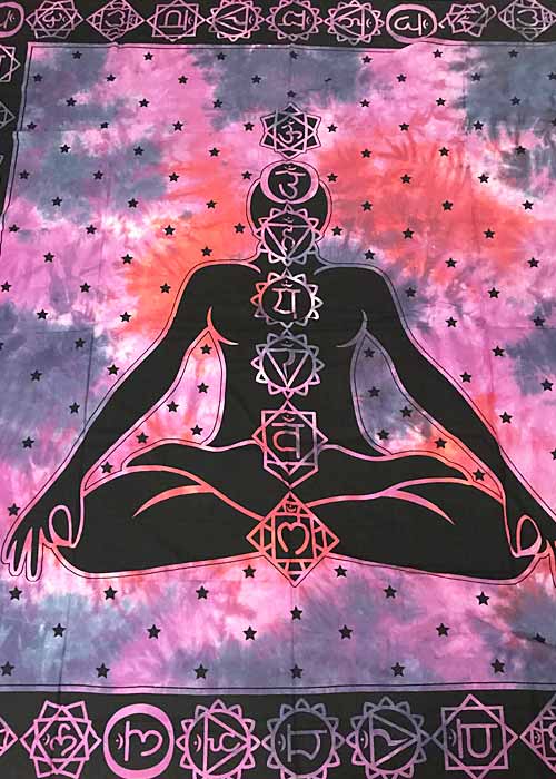 Dupla méretű csakra szimbólumos pamut ágytakaró