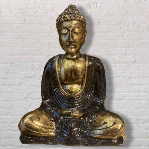 Buddha szobor fekete-arany 16 cm magas