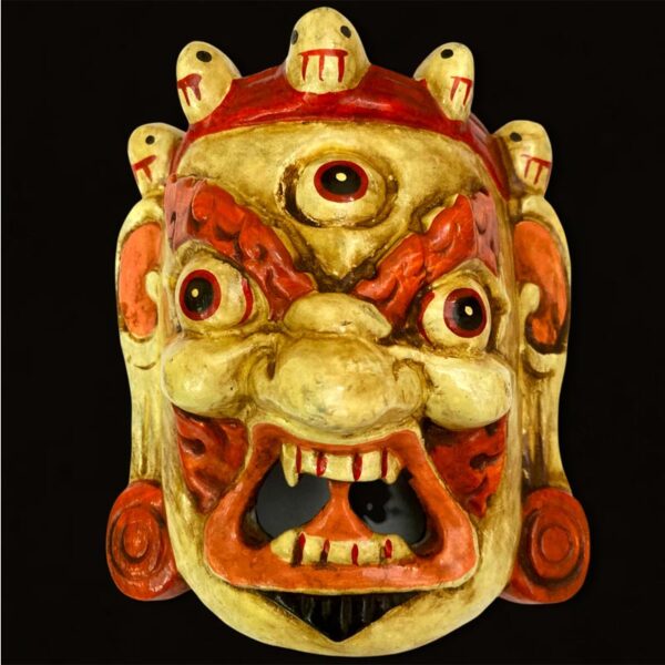 Mahakála maszk Nepálból hagyományos kézműves fából faragva