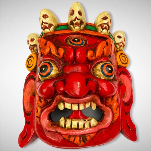 Mahakála maszk Nepálból hagyományos kézműves fából faragva