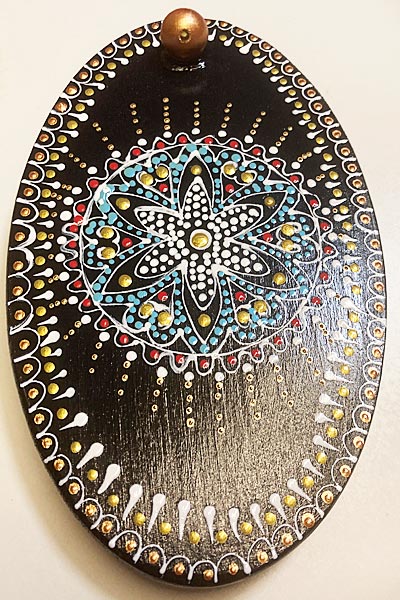 Mandala mintás kézműves füstölő égető tálka