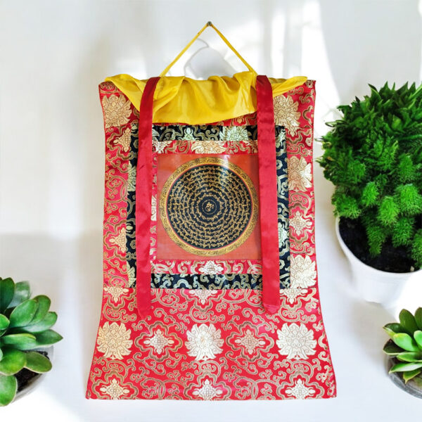 Nepáli buddhista mandala thangka Om Mani Padme Hum mantrával