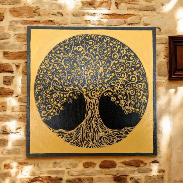 Arany Életfa akril festmény 30x30 cm