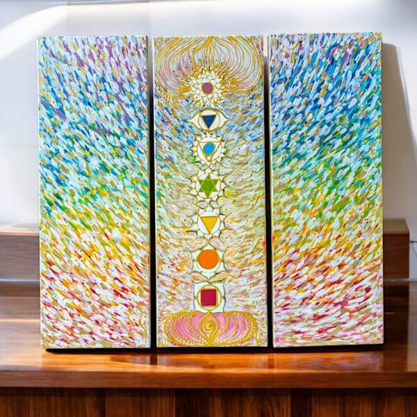 Csakra Harmónia 3 paneles egyedi akril festmény 75x70 cm