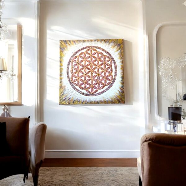 Élet Virága szimbólum festmény (60x60 cm-es) - Image 2