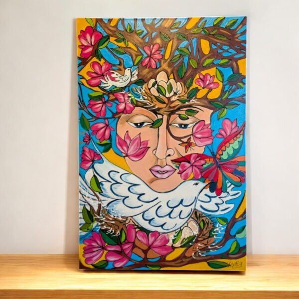 Gaia Ébredése egyedi akril festmény 60x90 cm