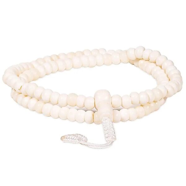 Fehér nepáli csont mala 6 mm-es szemekkel