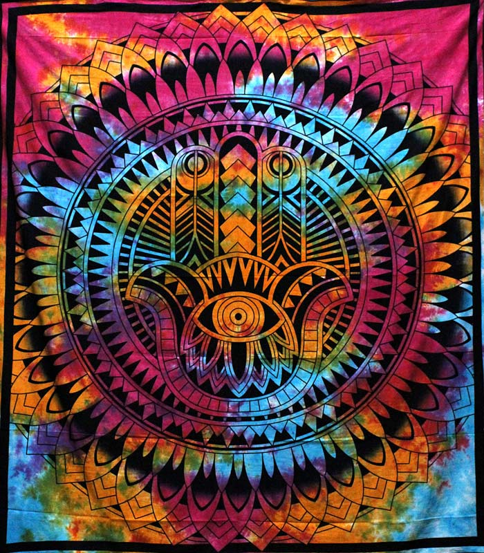 Dupla méretű Hamsa keze mandala pamut ágytakaró faliszőnyeg