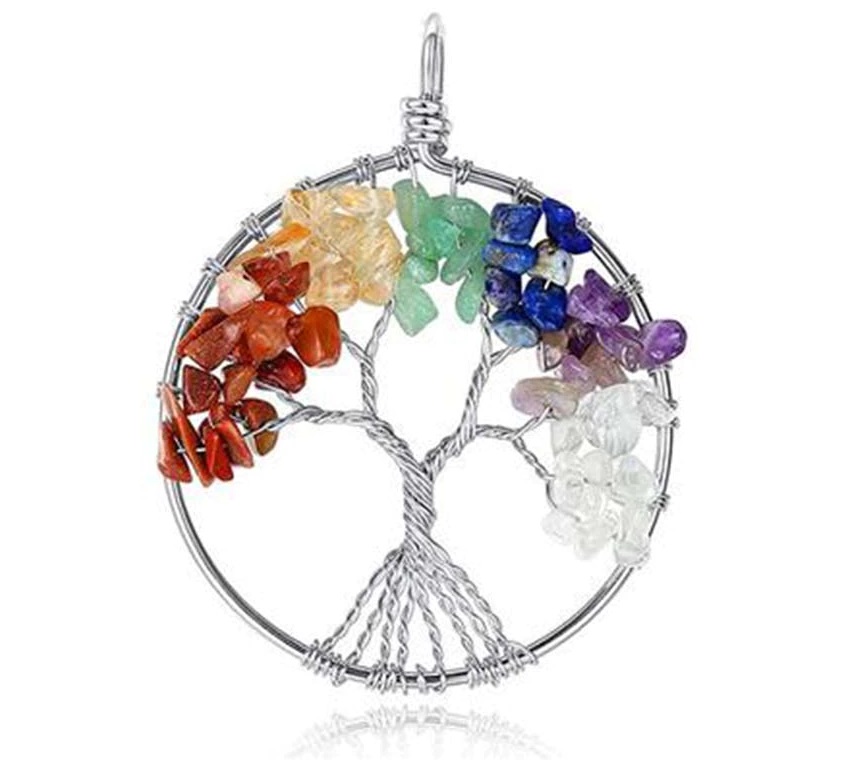 7 csakra féldrágakő életfa medál ajándék szíjjal