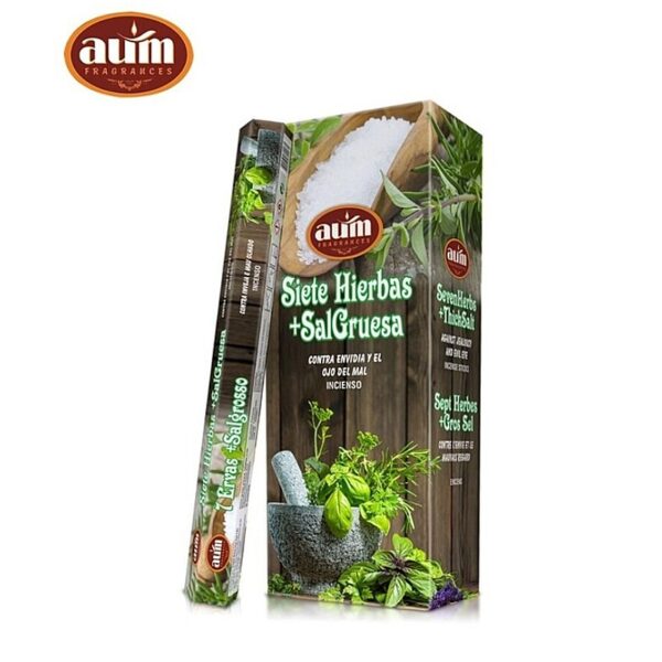 AUM Hét gyógynövény és durva só természetes vegán füstölő