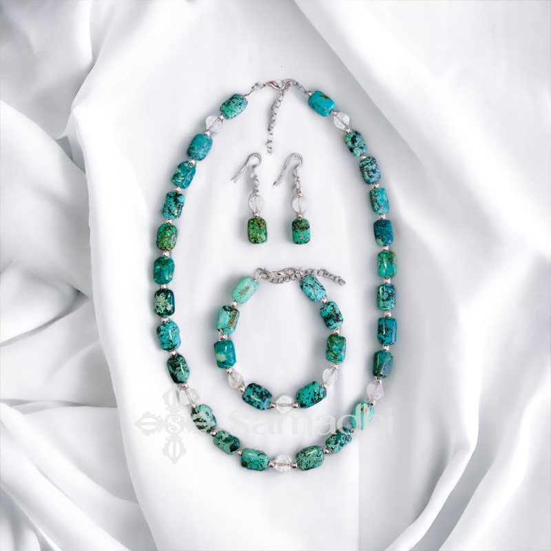 Azurro Szett - Valódi Türkiz Ásvány Ékszer Szett - Samadhi Ékszer