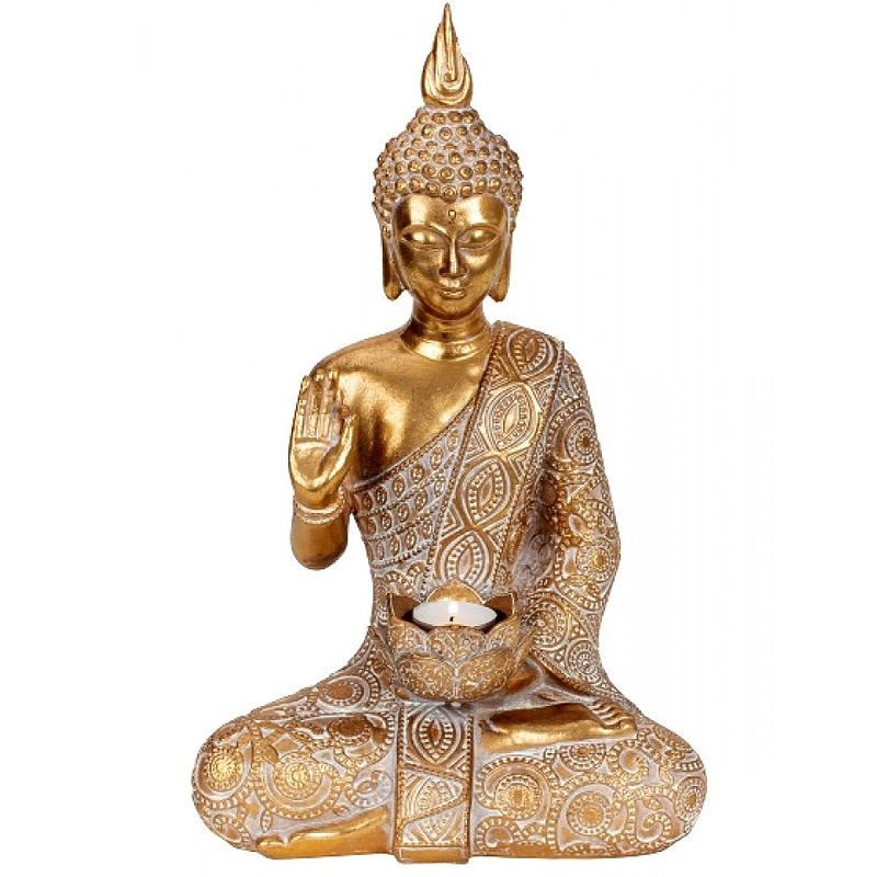 Buddha szobor arany színű nagy méretű (38,5 cm magas)