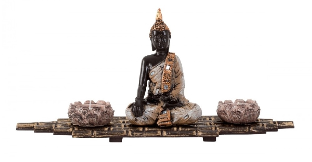 Buddha szobor dupla mécsestartóval