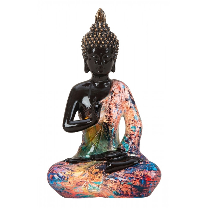 Buddha szobor színes ruhában 26 cm magas
