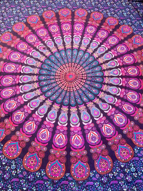 Dupla méretű pamut mandala ágytakaró vagy faliszőnyeg