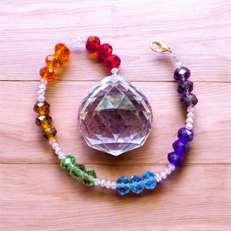 Feng Shui csakraszínes függő üvegkristállyal