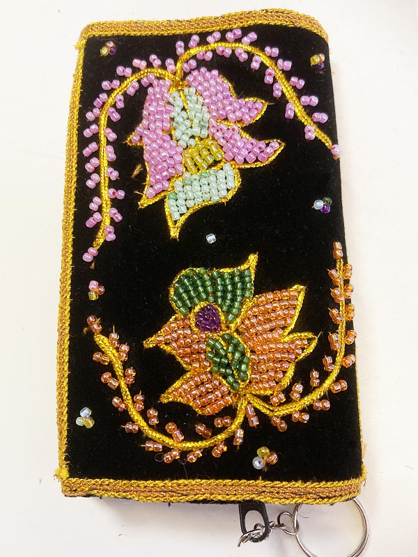 Hagyományos burmai gyöngyhímzéses erszény 2 zsebes