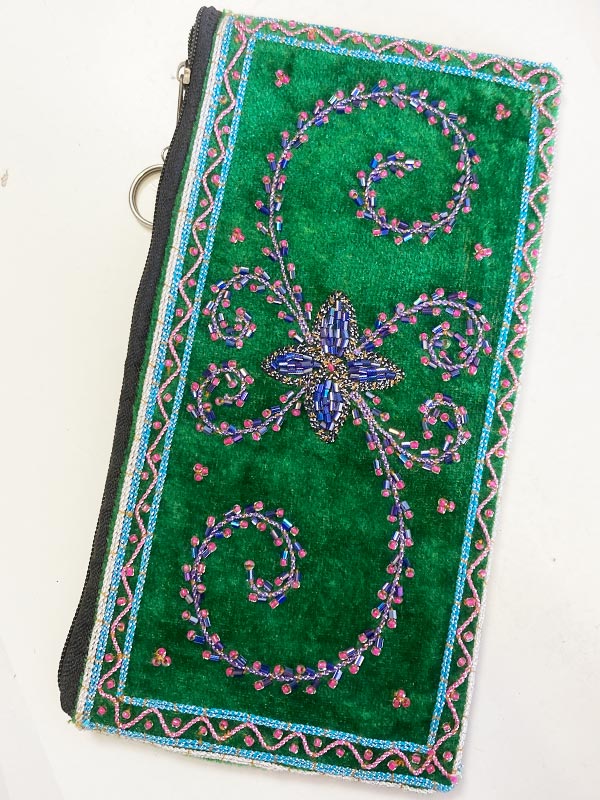 Hagyományos burmai gyöngyhímzéses erszény 1 zsebes