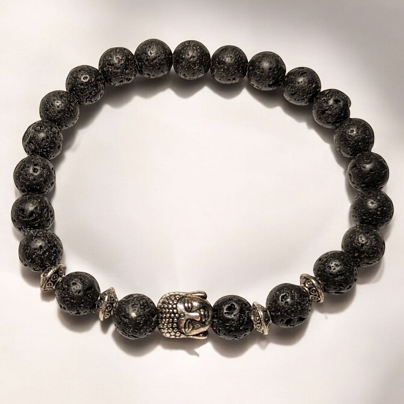 Lávakő ásványkarkötő Buddha fejes osztóval