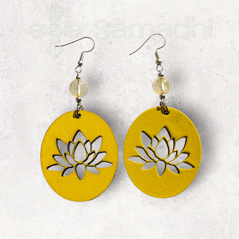 Lótusz mintás lézervágott fülbevalópár citrin ásvánnyal