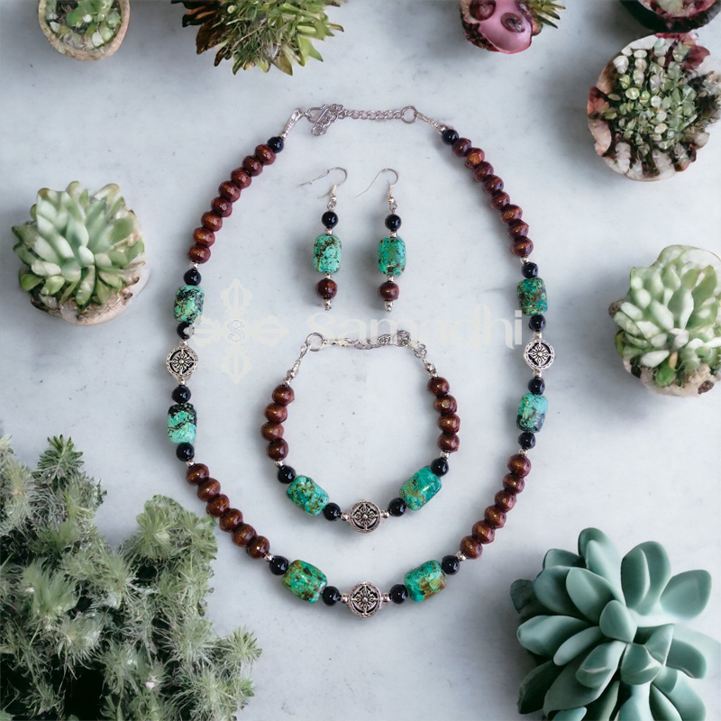 Nirvana Szett - Türkiz Rózsafa Ónix Ásvány Ékszer Szett - Samadhi Ékszer - Image 2