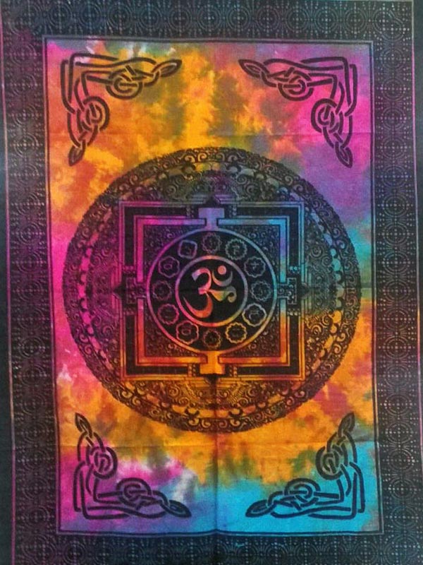 OM Mandala mintás pamut faliszőnyeg vagy terítő