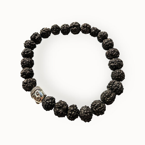 Rudraksha karkötő Buddha osztóval 8 mm-es szemekkel