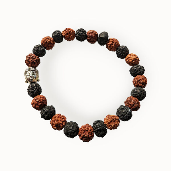 Rudraksha karkötő Buddha osztóval 8 mm-es szemekkel