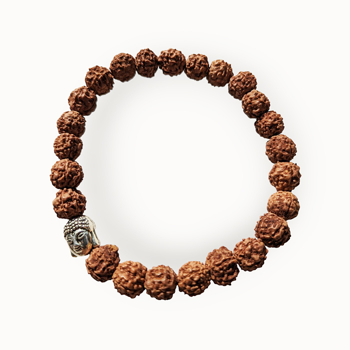 Rudraksha karkötő Buddha osztóval 8 mm-es szemekkel