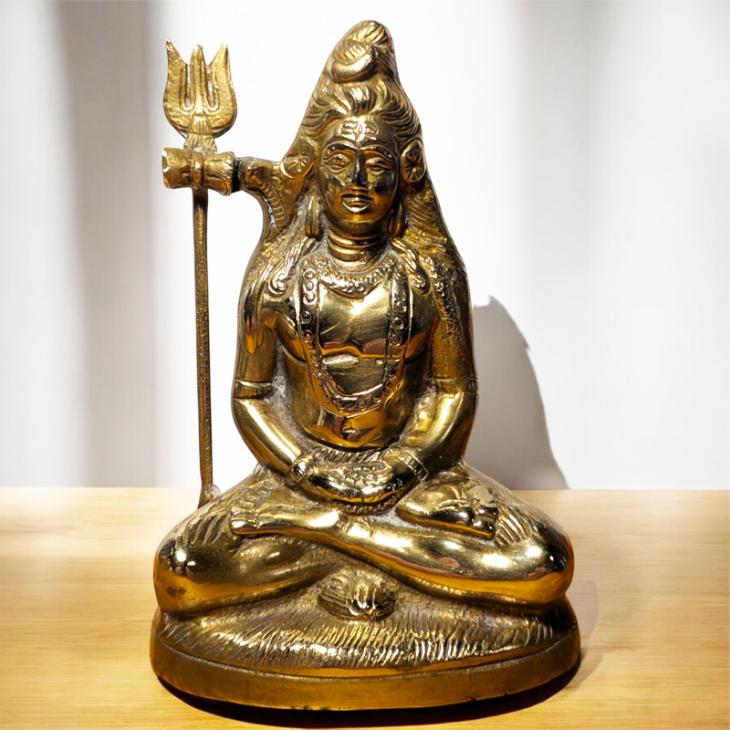 Shiva sárgaréz szobor trishul szimbólummal