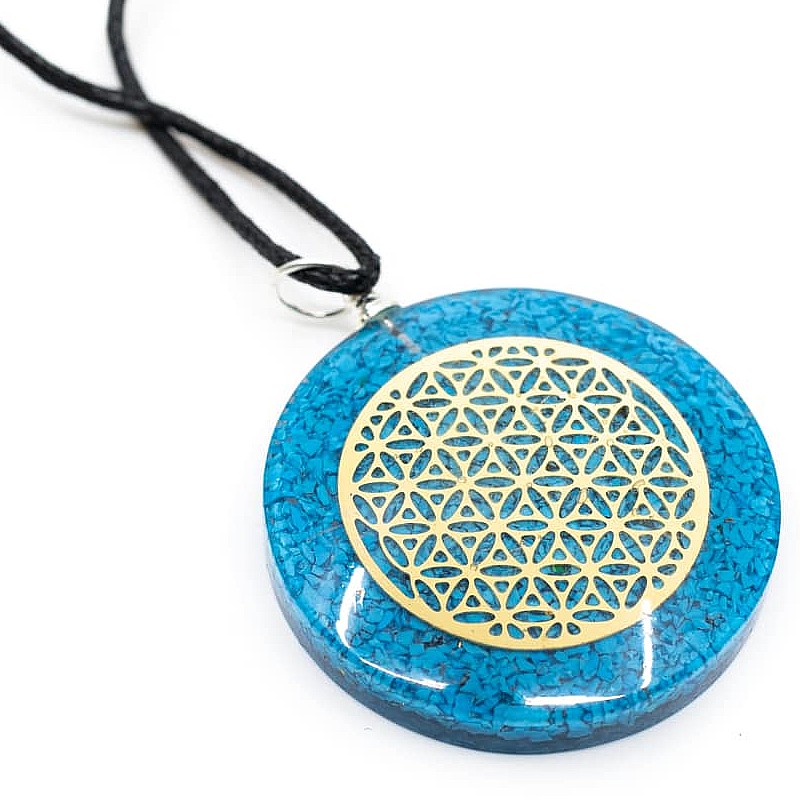 Türkinit Orgonit medálos nyaklánc élet virága szimbólummal